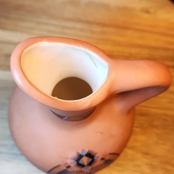 5in Vintage from the 90s Pottery Pitcher Aztec Southwest Pottery Jug Vessel - Picture 3 of 6